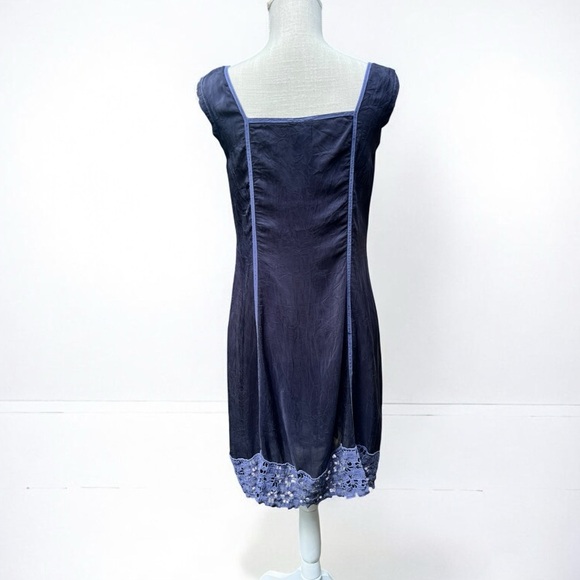 🌻Johnny Was Dark Indigo Periwinkle Bohemian Embroidered Knee Length Dress Small - Picture 8 of 10